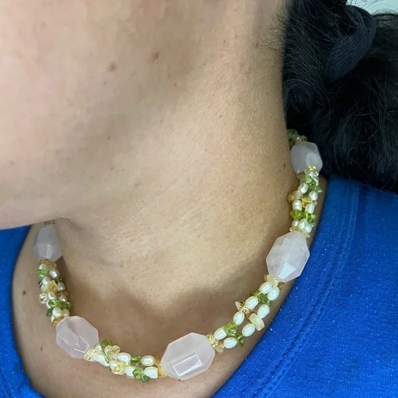 Vintage Ross-Simons Multi-Gemstone and White Pearl Necklace 16" - Picture 8 of 17